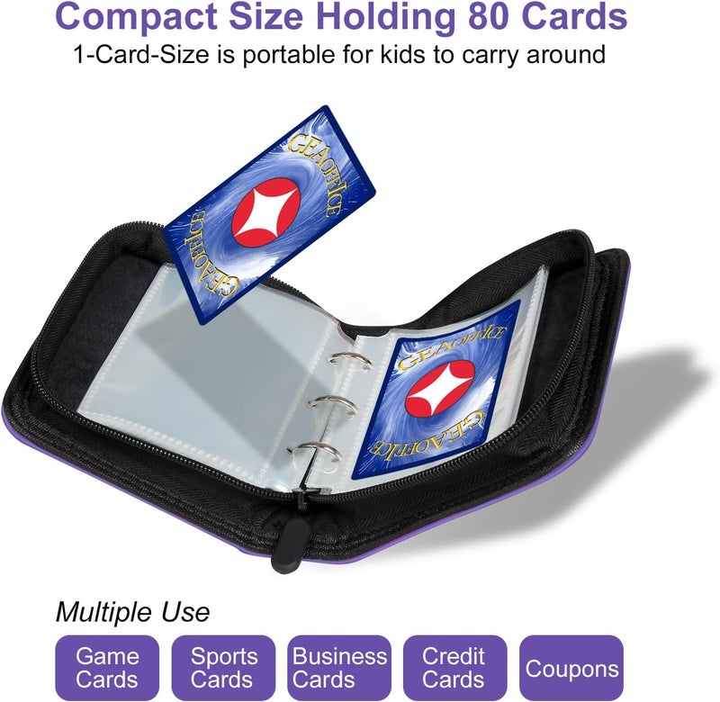 GEAoffice Mini Card Binder 2-Pocket, Super Lightweight Small Collectible Trading Card Albums for 80 Cards, 1 Pocket Top Loading Binder for TCG, MTG, Sports&Game Cards, Gifts for Girls, Purple - Image 5